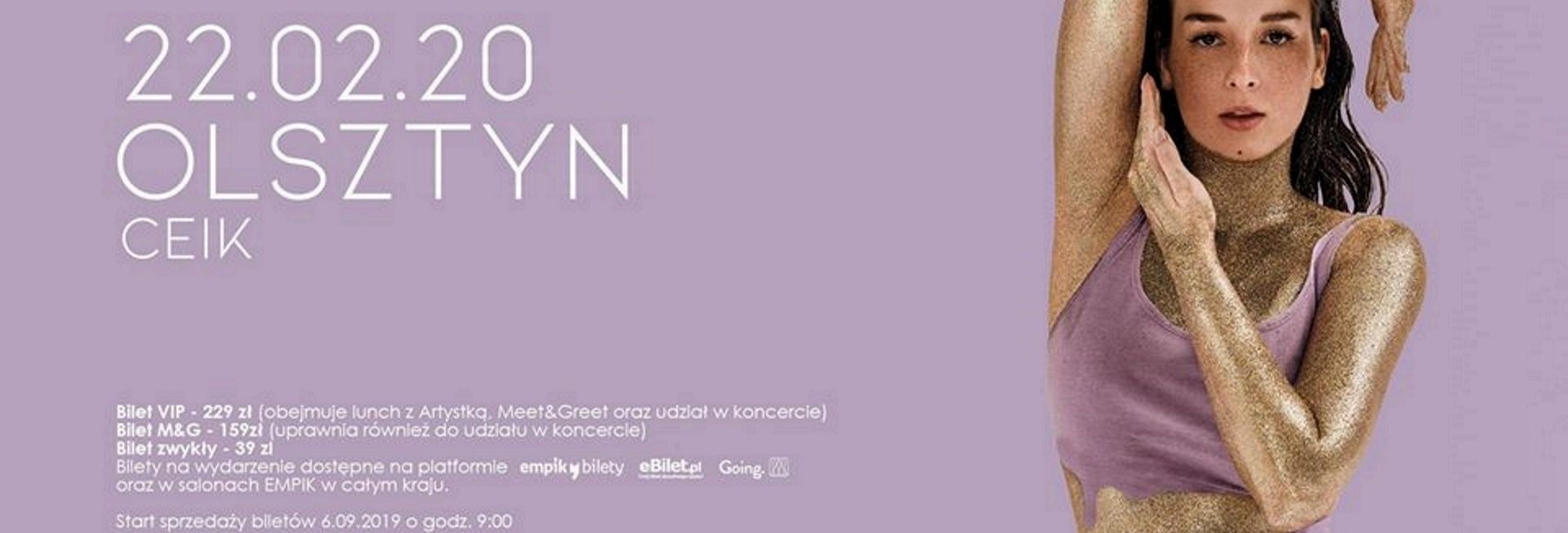 Zdjęcie - plakat na którym widoczna jest postać piosenkarki Sylwii Lipki oraz informacje dotyczące koncertu, daty i miejsca.