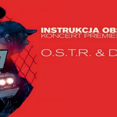 Zdjęcie - plakat na którym jest widoczna postać muzyka przerobiona na formę grafiki postaciowej. Tło plakatu czerwone z napisami zapraszającymi na koncert.