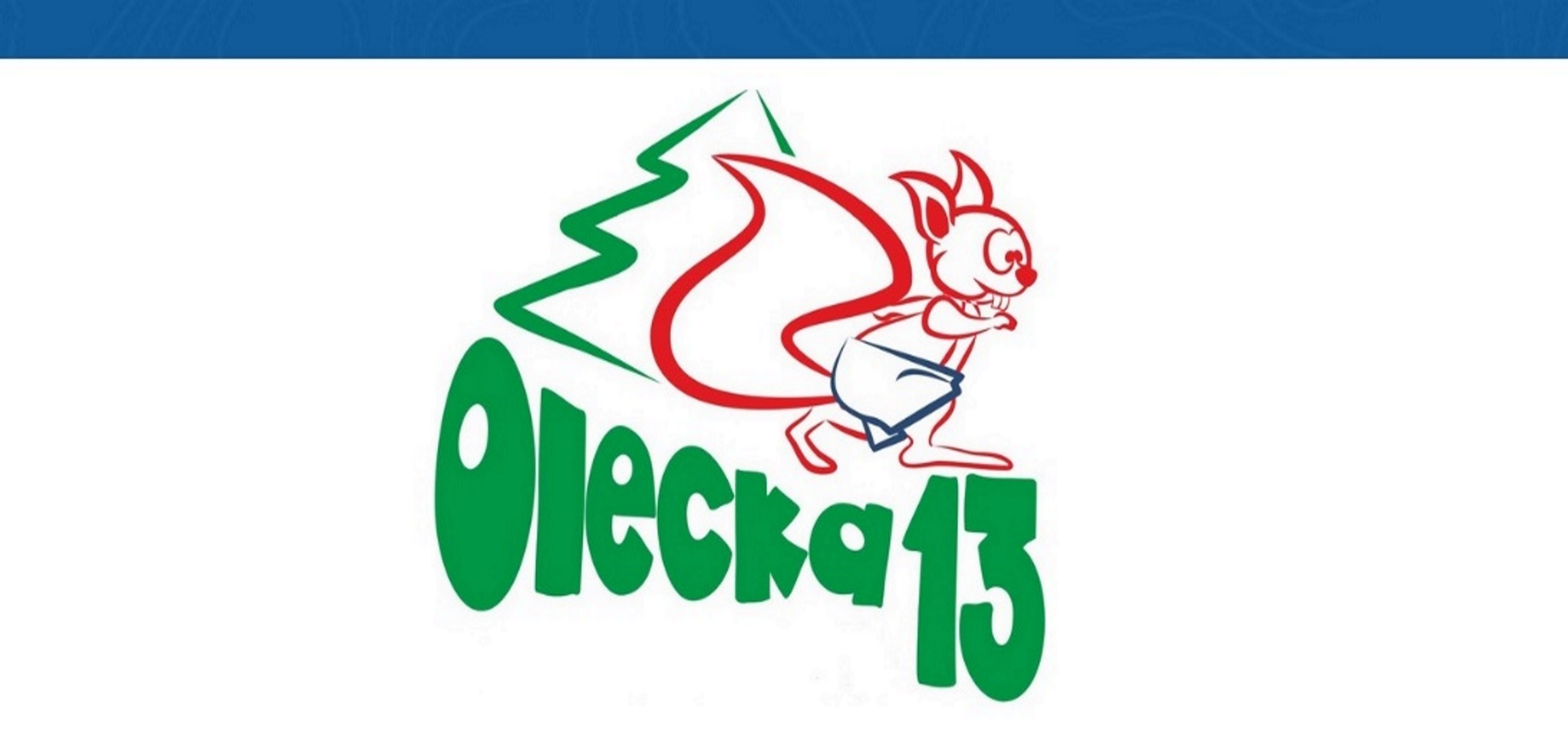 Plakat zapraszający do Olecka na 8. edycję Oleckiej Trzynastki. Grafika przedstawia napis Olecka trzynastka oraz graficzny rysunek wiewiórki.  