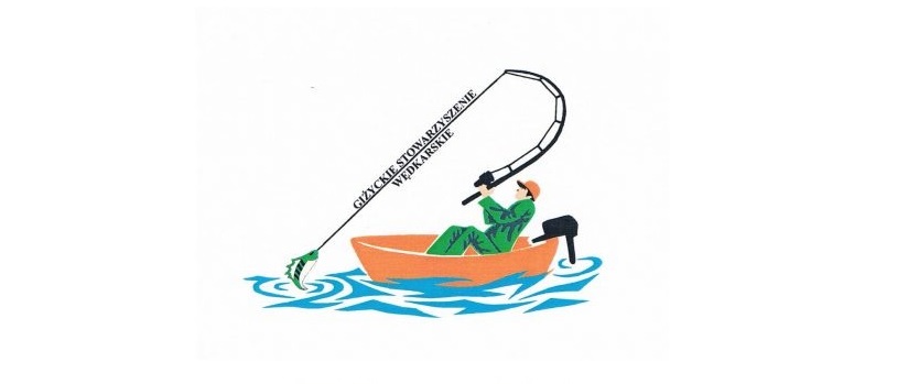 Zdjęcie, plakat zapraszający do Giżycka na 22. edycję Zawodów Wędkarskich "Drapieżnik" - Giżycko 2020. Grafika przedstawia wędkarza na łódce podczas łowienia ryb.