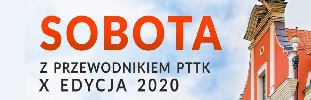 Plakat zapraszający na wycieczki wakacyjne z przewodnikiem po Elblągu.