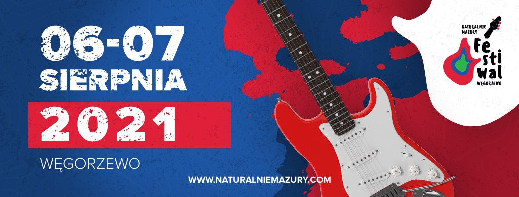 Zdjęcie zapraszające do Węgorzewa na Festiwal Naturalnie Mazury - Węgorzewo 2021. Na zdjęciu gitary.
