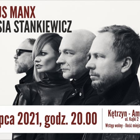 Plakat graficzny zapraszający do Kętrzyna na koncert zespołu Varius Manx & Kasia Stankiewicz. Na plakacie zdjęcia członków zespołu. 