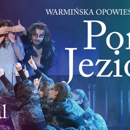 Plakat graficzny zapraszający do Olsztyna na koncert warmińska opowieść wigilijna "Pora jeziora" - Olsztyn 2021” organizowany przez Filharmonię Warmińsko-Mazurską.