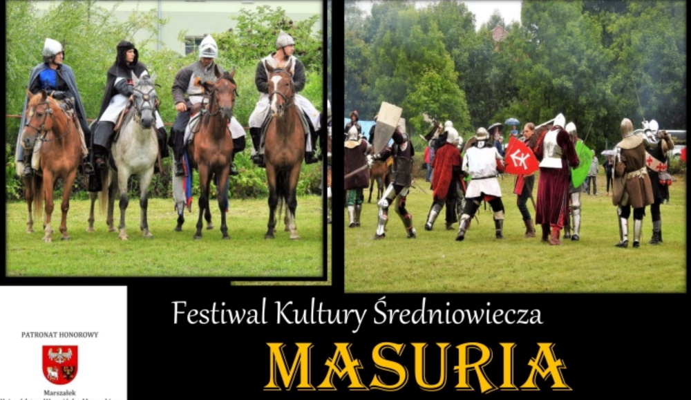 Plakat zapraszający do Rynu na kolejną edycję Festiwalu Kultury Średniowiecza MASURIA - Ryn.