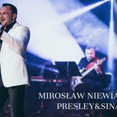 Zdjęcie zapraszające na koncert Mirosława Niewiadomskiego "Presley&Sinatra".  