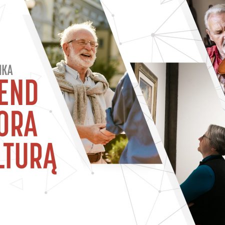 Plakat graficzny zapraszający do Olsztyna na Weekend Seniora z kulturą 2021. 