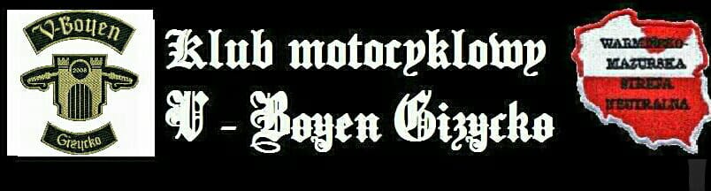 Plakat graficzny klubu motocyklowego V-Boyen Giżycko.  