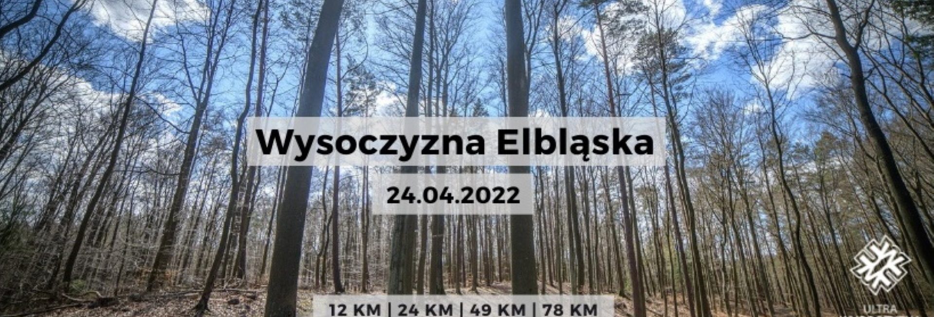 Plakat graficzny zapraszający do Elbląga i Tolkmicka na kolejną edycję Biegu Ultra Wysoczyzna - Elbląg / Tolkmicko 2022.