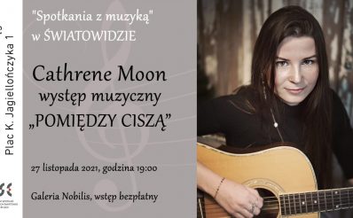 Plakat graficzny zapraszający do Elbląga na koncert Katarzyny Badyny "Pomiędzy ciszą" - Elbląg 2021.