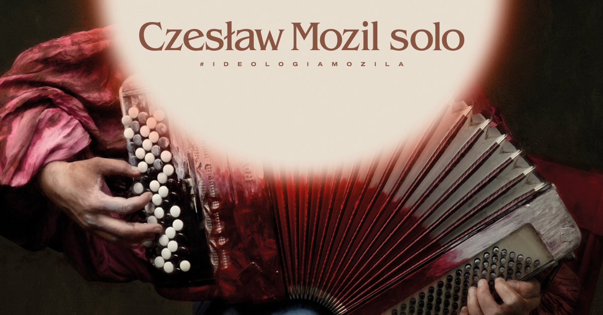 Plakat graficzny zapraszający na koncert Czesława Mozila Solo