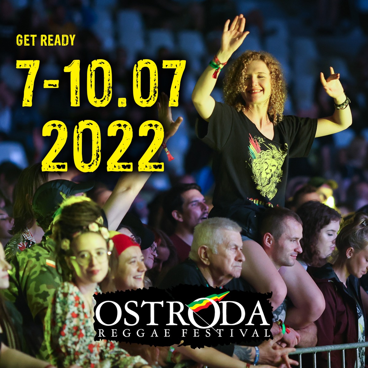 Plakat graficzny zapraszający do Ostródy na kolejną edycję Ostróda Reggae Festival - Ostróda 2022, czołowego Festiwalu Reggae w Polsce, imprezy celebrującej muzykę i kulturę wywodzącą się z Jamajki.