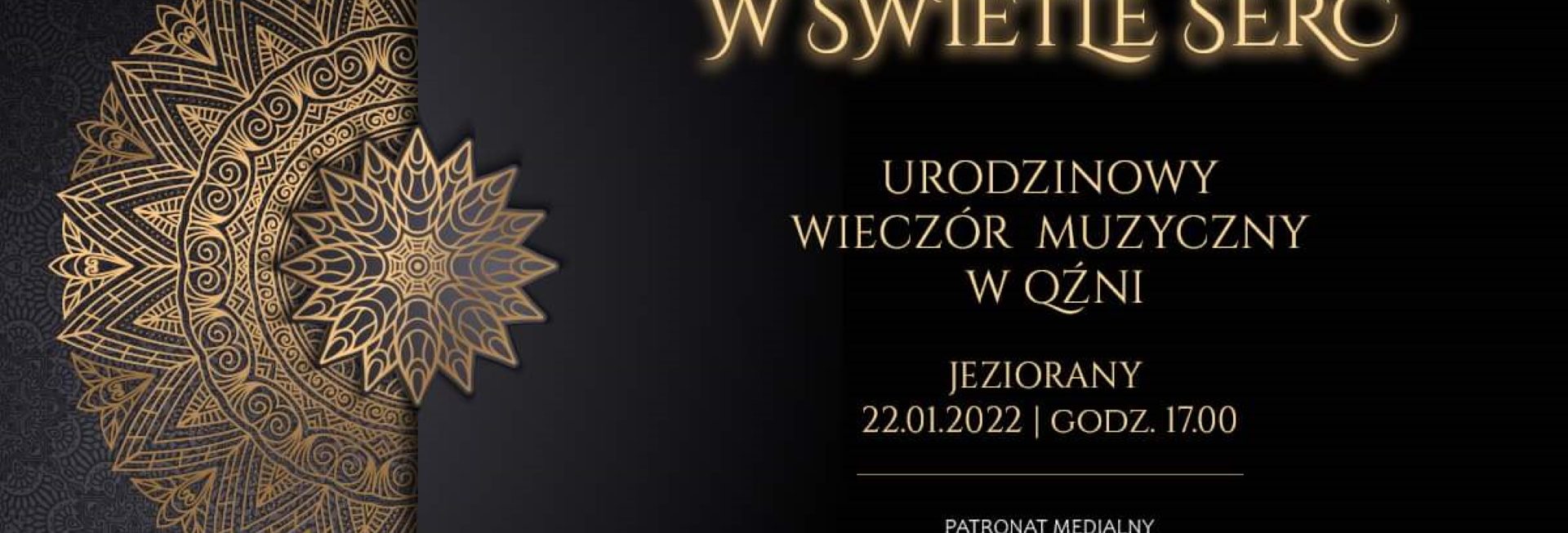 Plakat graficzny zapraszający na koncert koncert "Podążamy za Słońcem" Jeziorany 2022.