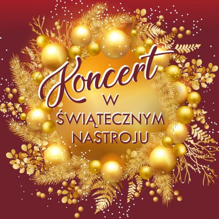 Plakat graficzny zapraszający na koncert w świątecznym nastroju Chóru Collegium Baccalarum! Ostróda 2022.