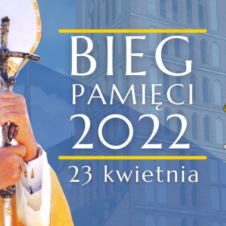 Plakat graficzny zapraszający do Braniewa na cykliczną imprezę biegową Bieg Pamięci Braniewo 2022.