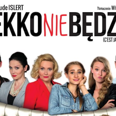 Plakat graficzny zapraszający do Olsztyna na spektakl komediowy "Lekko nie będzie" Olsztyn 2022. 
