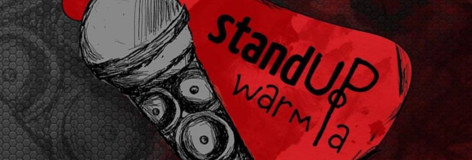 Plakat graficzny zapraszający na Stand-up Warmia. 