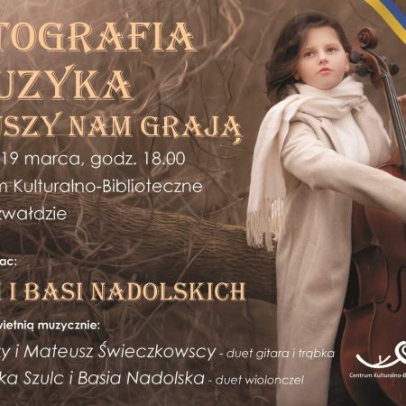 Plakat graficzny zapraszający do Gietrzwałdu na Spotkanie Fotografia i Muzyka "W duszy nam grają" Gietrzwałd 2022.