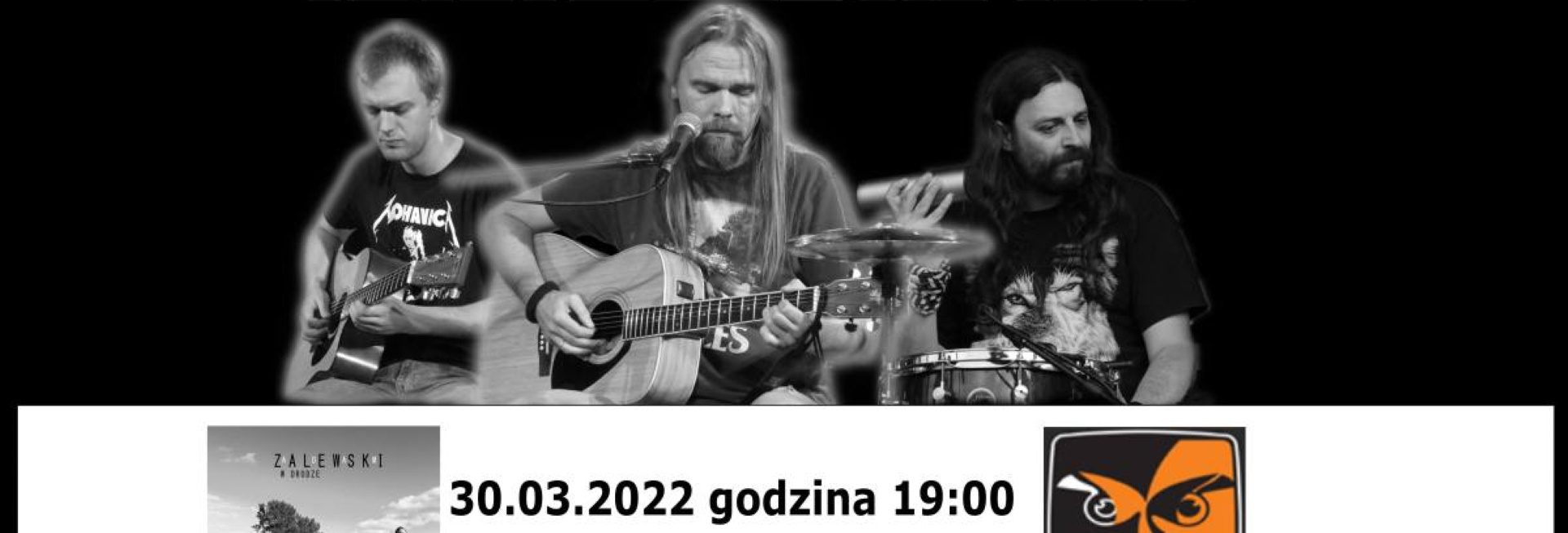 Plakat graficzny zapraszający do Olsztyna na koncert Adama Zalewskiego Trio "W drodze". 