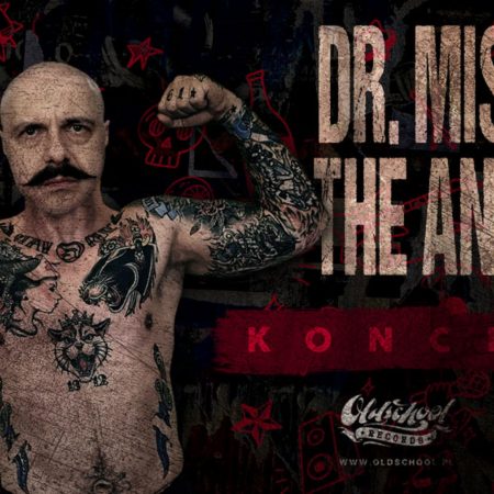 Plakat graficzny zapraszający do Olsztyna na koncert Dr Misio + The Analogs.