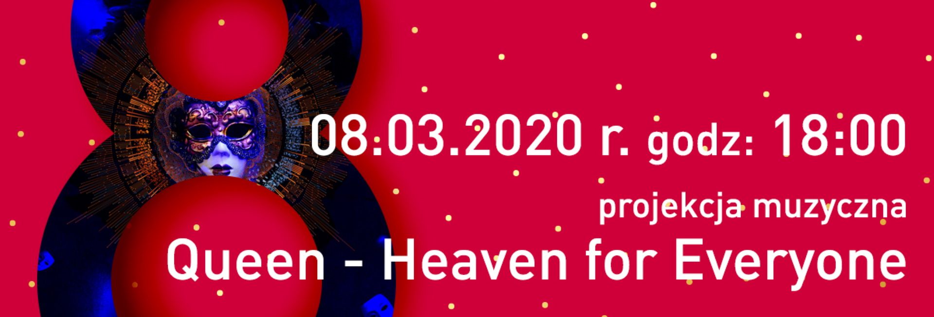 Plakat graficzny zapraszający do Olsztyńskiego Planetarium na Dzień Kobiet w Planetarium - Queen - Heaven for Everyone Olsztyn 2022.