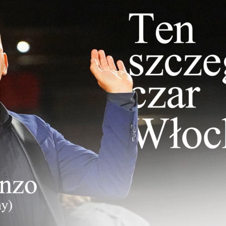 Plakat graficzny zapraszający do Olsztyna na Koncert symfoniczny "Ten szczególny czar Włoch" w Filharmonii Warmińsko-Mazurskiej w Olsztynie. 
