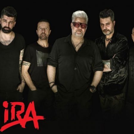 Plakat graficzny zapraszający na koncert zespołu IRA, organizowany w Filharmonii Warmińsko Mazurskiej w Olsztynie.