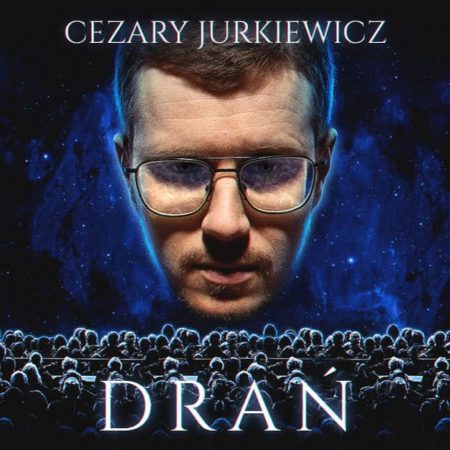 Plakat graficzny zapraszający do Olsztyna na stand-up Cezary Jurkiewicz "Drań".