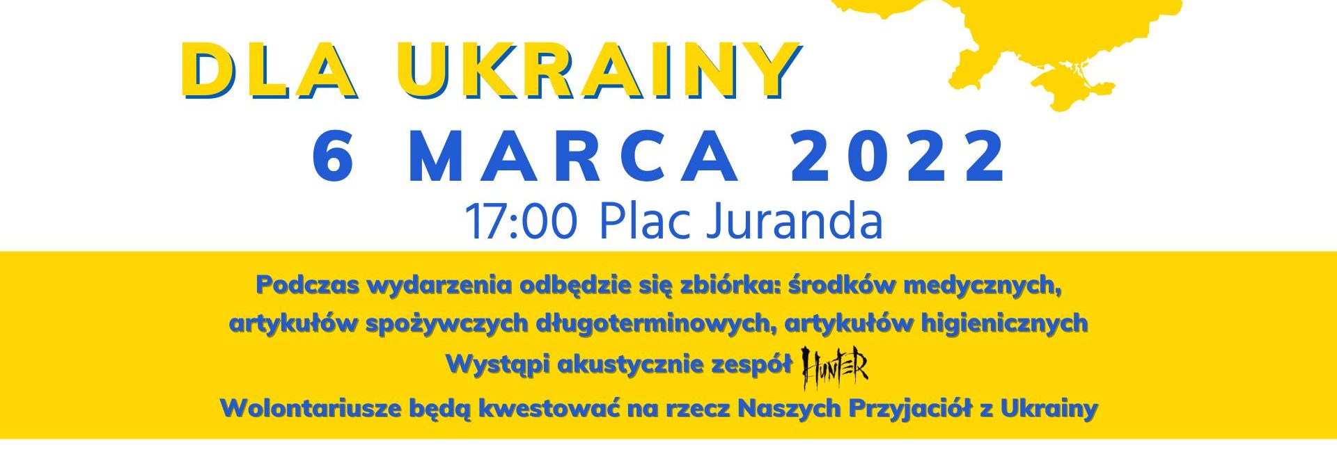 Plakat graficzny zapraszający do Szczytna na Koncert SZCZYTNO DLA UKRAINY 2022.