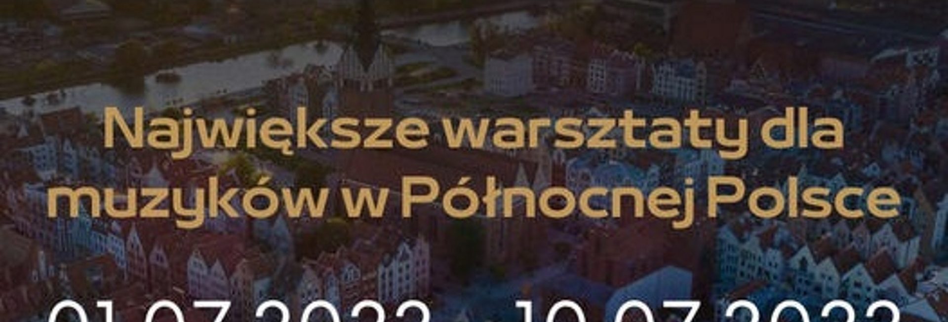Plakat graficzny zapraszający do Elbląga na koncerty w ramach wydarzenia Elbląg Music Masterclass 2022.