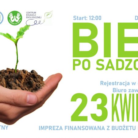 Plakat graficzny zapraszający do Ełku na Event dla Ziemi ,,Bieg po sadzonkę" Ełk 2022.