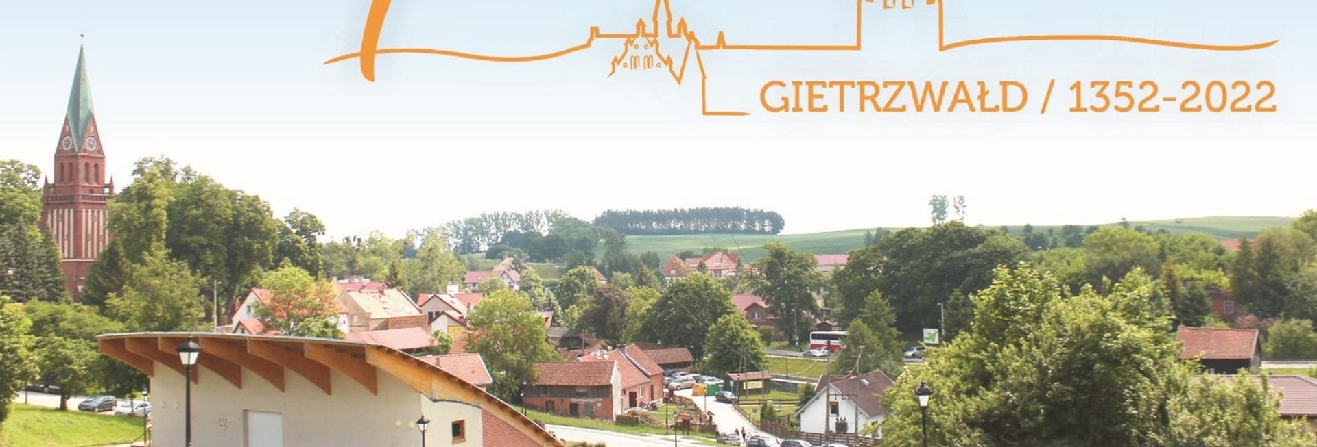 Plakat graficzny zapraszający do Gietrzwałdu na Festyn urodzinowy z okazji świętowania 670-lecia Gietrzwałdu.