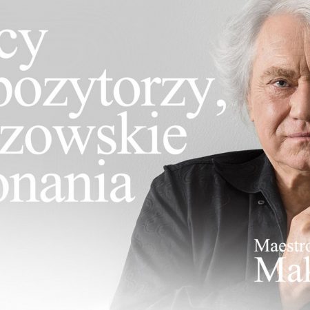 Plakat graficzny zapraszający do Olsztyna na koncert symfoniczny "Wielcy kompozytorzy" – mistrzowskie wykonania w Filharmonii Olsztyn. 