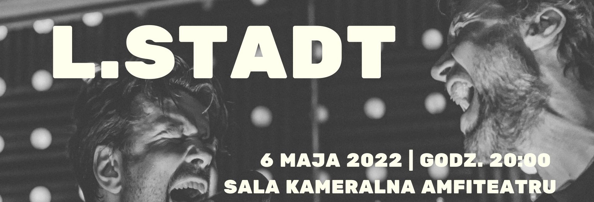 Plakat graficzny zapraszający do Ostródy na koncert zespołu L.STADT. 