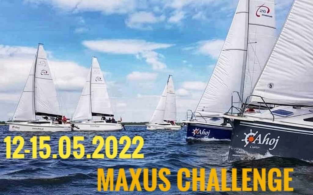 Plakat graficzny zapraszający do Portu w Sztynorcie na Regaty Maxus Challenge Sztynort 2022.