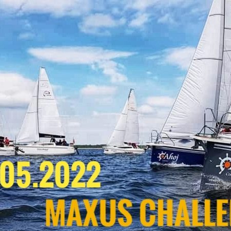 Plakat graficzny zapraszający do Portu w Sztynorcie na Regaty Maxus Challenge Sztynort 2022.