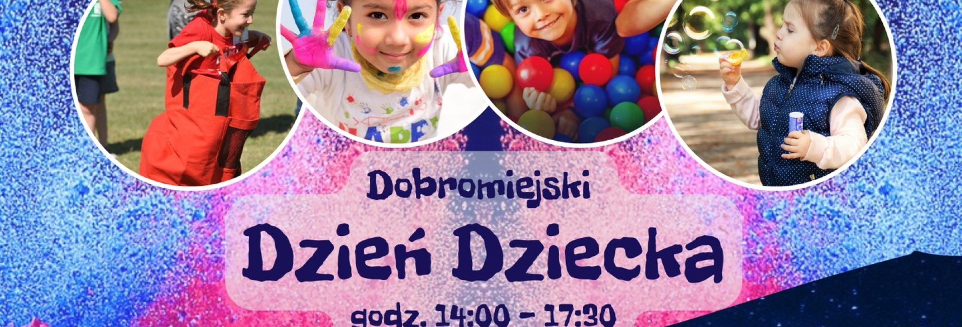 Plakat graficzny zapraszający do Dobrego Miasta na Dobromiejski Dzień Dziecka 2022.