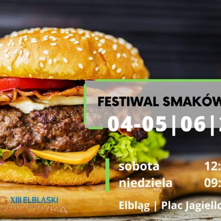 Plakat graficzny zapraszający do Elbląga na Festiwal Smaków Świata Elbląg 2022.