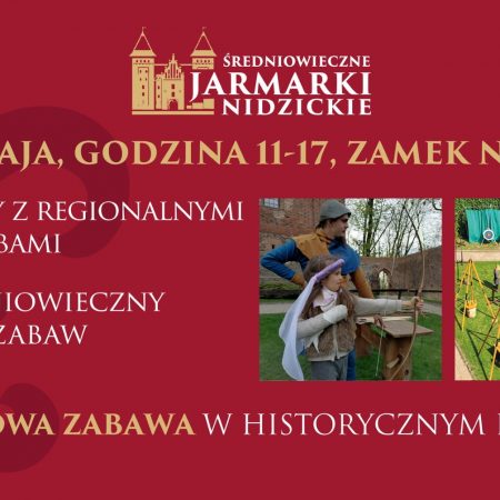 Plakat graficzny zapraszający do Nidzicy na Średniowieczny Jarmark Nidzica 2022.