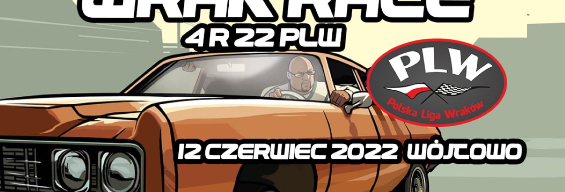 Plakat graficzny zapraszający do Wójtowa na 4 Rundę Polskiej Ligi Wraków Wójtowo 2022.