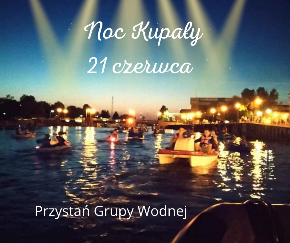 Plakat graficzny zapraszający do Elbląga na Noc Kupały Elbląg 2022.