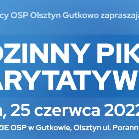 Plakat graficzny zapraszający do Gutkowa na Rodzinny Piknik Charytatywny Gutkowo 2022.