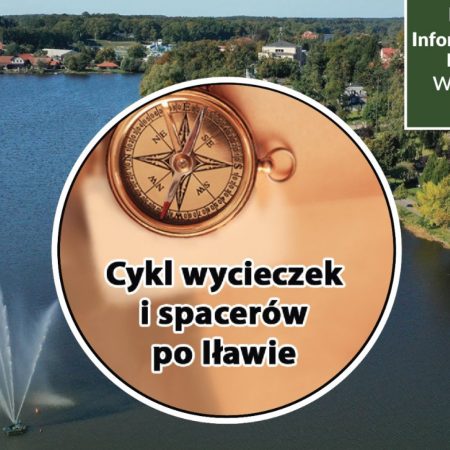 Plakat zapraszający do Iławy na wycieczkę - zwiedzanie z przewodnikiem "Cykl wycieczek i spacerów po Iławie" 2023. 
