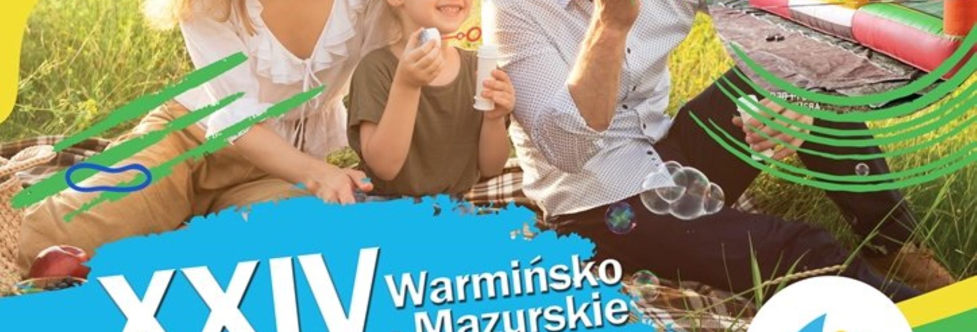 Plakat graficzny zapraszający do Jedwabna na 24. edycję Warmińsko-Mazurskich Dni Rodziny w Jedwabnie 2022. 