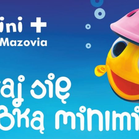 Plakat zapraszający do Olsztyna na Mini Mini wyścig Mazovia "Ścigaj się z rybką minimini" Olsztyn 2022.