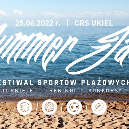 Plakat graficzny zapraszający do Olsztyna na Summer Jam - Festiwal Sportów Plażowych Olsztyn 2022.