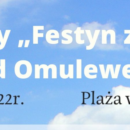 Plakat graficzny zapraszając na plażę w Wiknie na Rodzinny Festyn z LOT-em nad Omulewem.