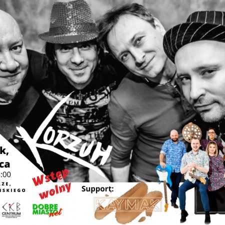 Plakat zapraszający do Dobrego Miasta na koncert zespołu KORZUH Dobre Miasto 2022.