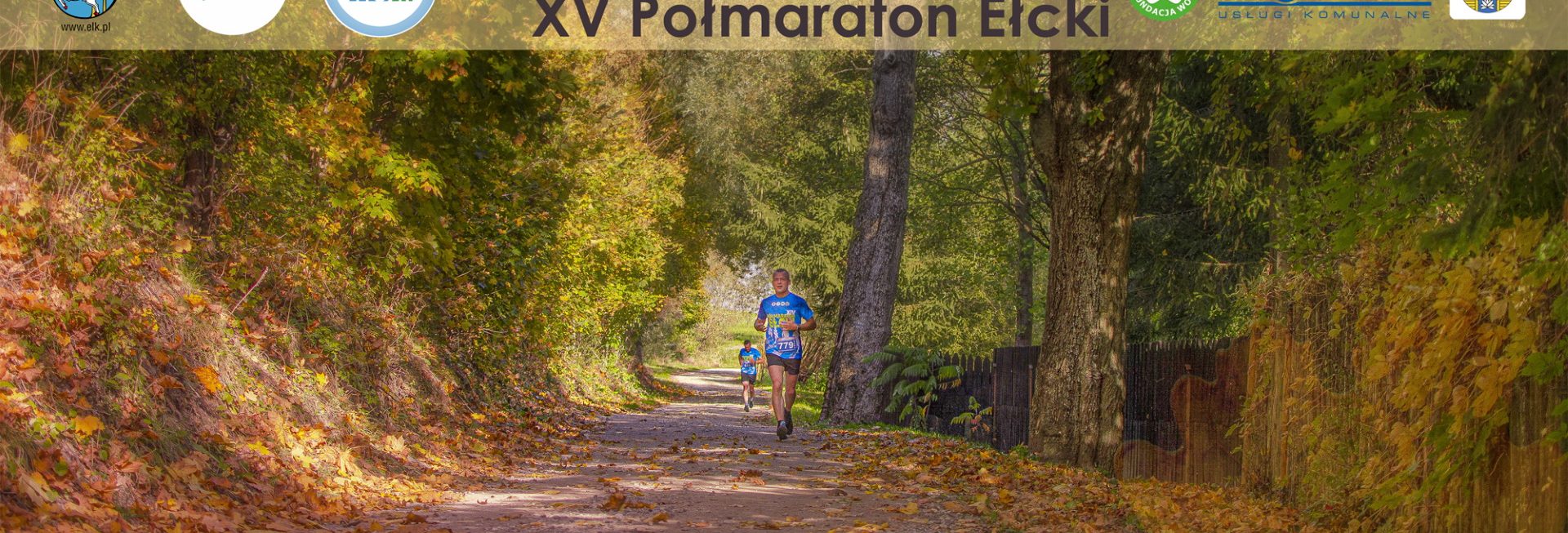 Plakat zapraszający do Ełku na 15. edycję Półmaratonu Ełckiego 2022.