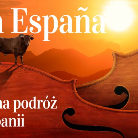 Plakat zapraszający do Olsztyna na Viva España – muzyczną podróż po Hiszpanii w Warmińsko-Mazurskiej Filharmonii w Olsztynie.